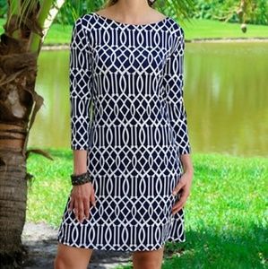Navy & White Lattice Dress Size S